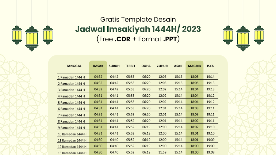 Desain Jadwal Imsakiyah 2024 Gratis