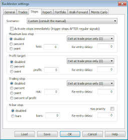 AmiBroker Backtester Settings Stops Tab