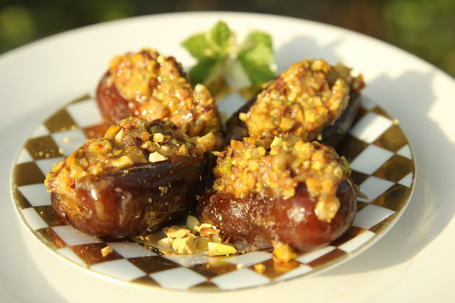 Pistachio Stuffed Dates. Organic Gluten-free Petits Fours Recipe