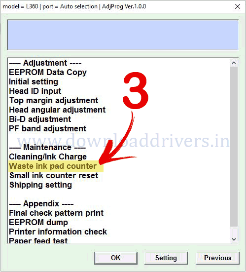 Epson L-360 re-setter app, Download software for windows, Epson Re-setter download, L360 Epson printer zero filling application