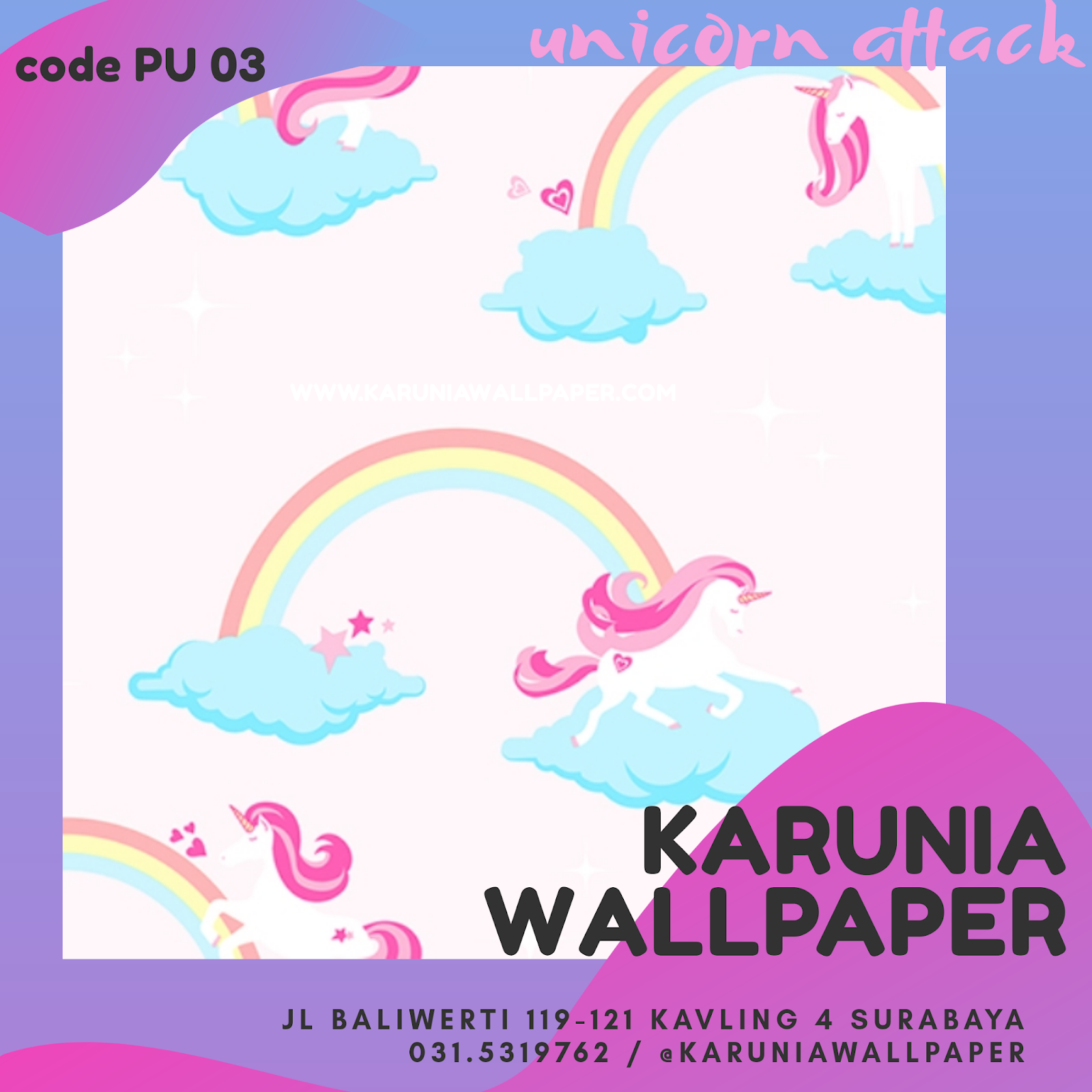 jual wallpaper motif unicorn