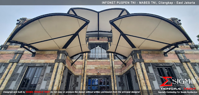 tensile membrane roof kontraktor atap membran tensile tent tension membrane structure canopy infonet puspen tni mabes tni cilangkap