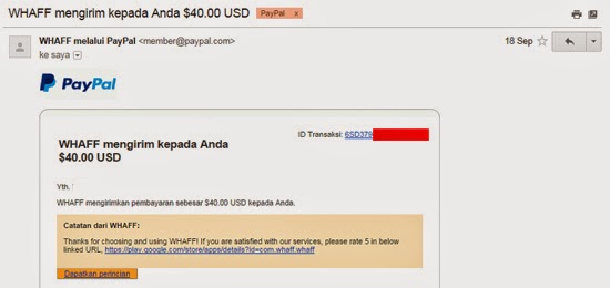 cara transfer uang/dollar dari whaff ke akun paypal