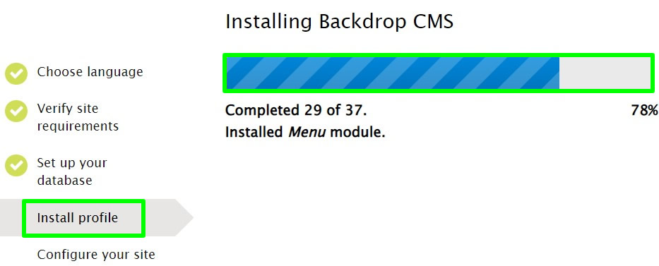 backdrop cms installation in progress localhost