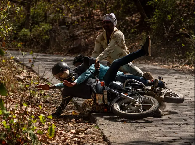 After a motorcycle collided with a leopard ... (with photos)