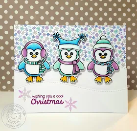 Sunny Studio Stamps: Bundled Up Penguin Cool Christmas Card by Lindsey Sams.