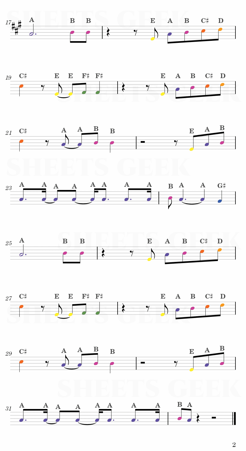 Euphoria - Loreen Easy Sheet Music Free for piano, keyboard, flute, violin, sax, cello page 2