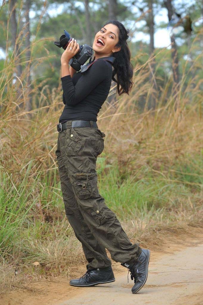 Amala Paul in Black T-Shirt and Cargo Stunning Beauty 