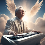 Theologian, Chris Tilling, being raptured into heaven with a keyboard