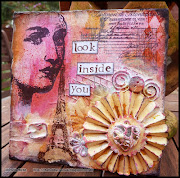 By Michelle. Items used: Mini canvas 12.5 x 12.5 cm, white gesso, . (faces michelle webb)