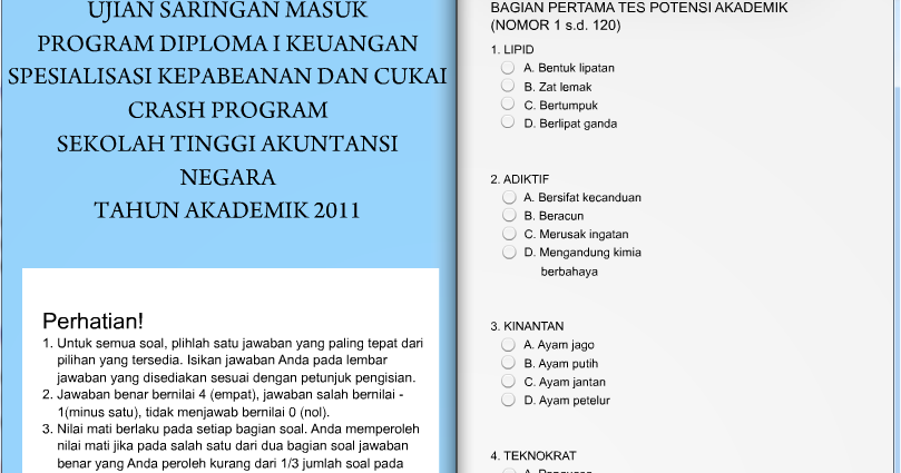 Contoh soal USM STAN 2015 dan pembahasan  Situs Lowongan 