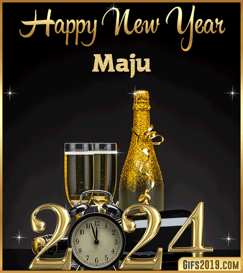 Champagne Bottles Glasses New Year 2024 gif for Maju