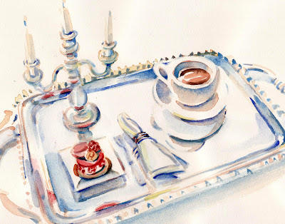 Pierre Herme Ispahan on a silver tray