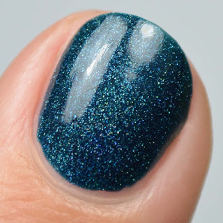 dark blue holographic nail polish