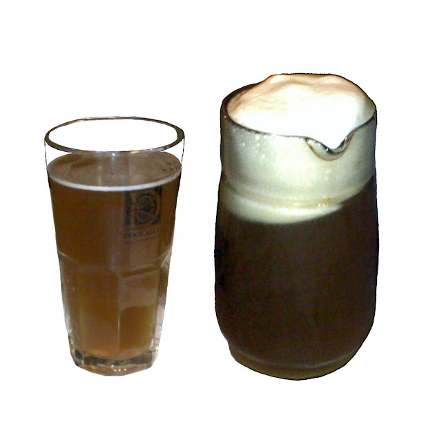 jug of beer on white background
