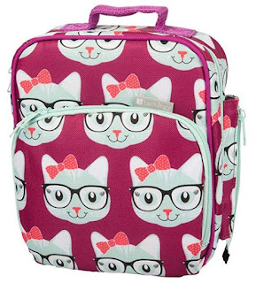 Insulated Durable Lunch Bag - Reusable Meal Tote With Handle and Pockets - Kitty