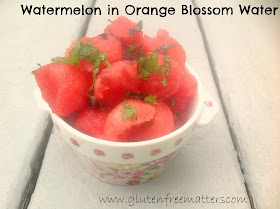 watermelon balls, fresh mint and orange blossom water