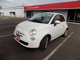 Fiat 500 fresh from the dealer in its original white paint.