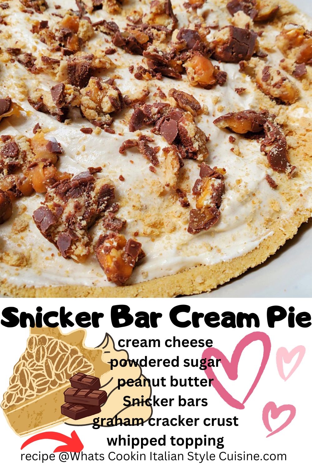 pin for later snicker bar cream pie