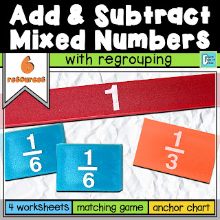 Add & Subtract Mixed Numbers with Regrouping Activities Bundle (6 resources)