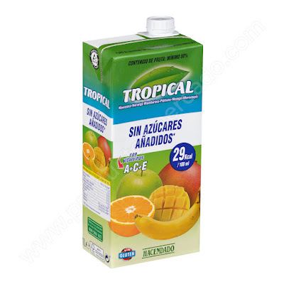 Bebida con zumo de frutas tropical sin azúcares añadidos Hacendado