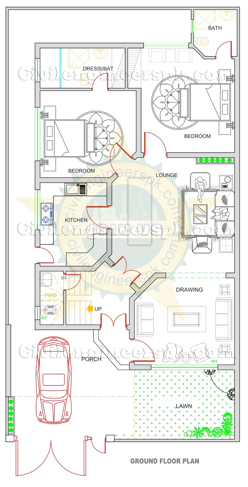 New 10 Marla House Design Autocad 2d maps