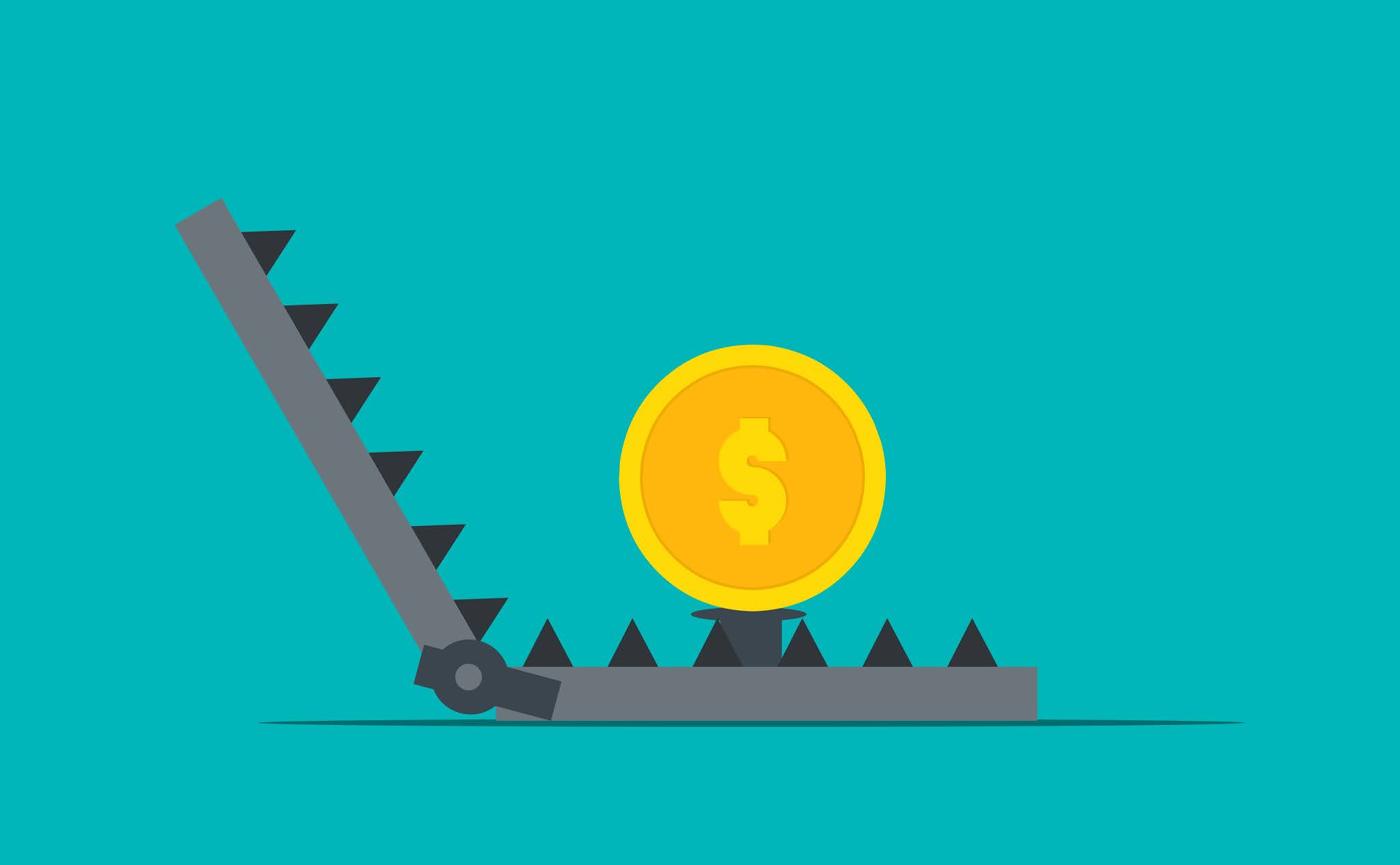 Illustration of money investment trap