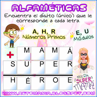 Alfamética, Criptoaritmética, Retos matemáticos, Desafíos matemáticos, Problemas matemáticos, Juegos de palabras, Suma de Palabras