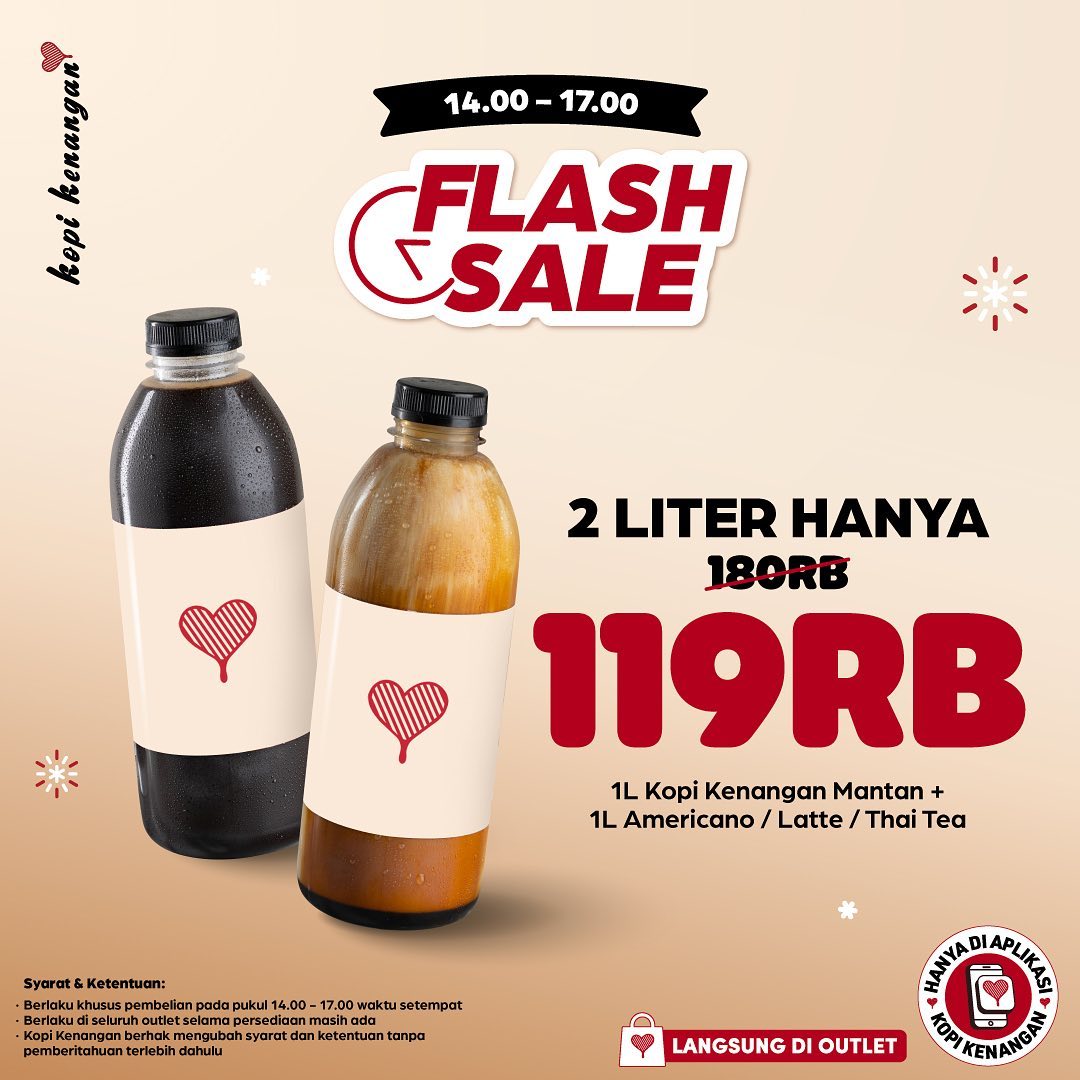 Promo Kopi Kenangan Flash Sale – 2 Liter Minuman  Hanya Rp. 119RB