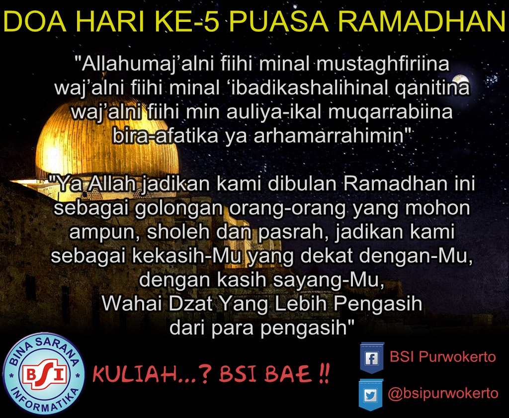 Doa Puasa Hari Kelima (5) Ramadhan  ETIKA ENAMA