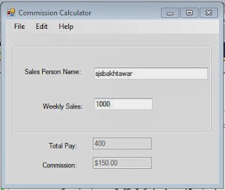 Commission Calculator Screen