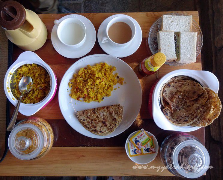 Appetizing breakfast at The Himalayan Bungalow Boutique homestay Almora