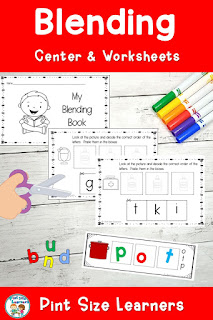 Blending Letter Sounds to Form Words Research indicates that the most critical factor beneath fluent word reading is the ability to recognize letters, spelling patterns, and whole words, effortlessly and automatically.  This cut and paste blending resource is full of fun and engaging activities for your PK and Kindergarten students.  Students look at the picture on each page then cut and paste the letters at the bottom in the correct order to blend them together to make the pictured word.