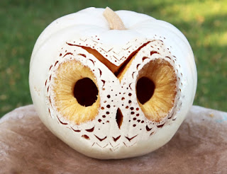 white owl carved pumpkin