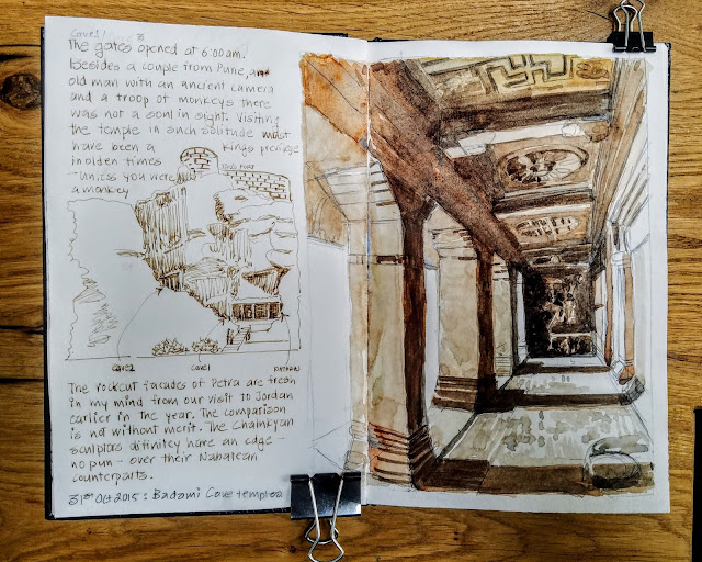 SUnil Shinde Sketches Oct 2015 Badami Cave Temples, India