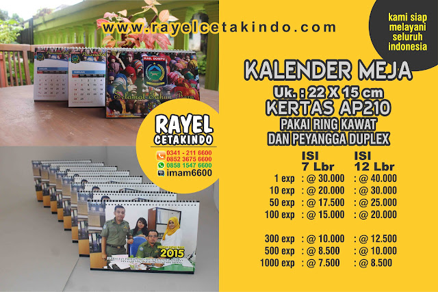 LIST HARGA CETAK KALENDER MEJA 2017