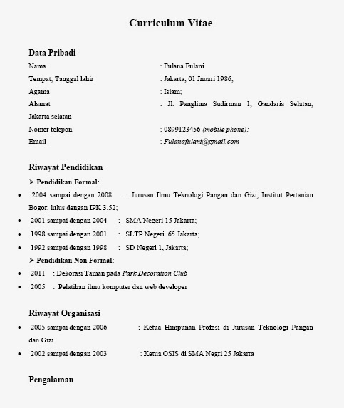 Job Hunting Center : Contoh Curriculum Vitae Sarjana Fresh Graduate dan  Setelah di-Make Over