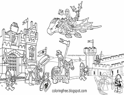 Free activity complex artwork printable medieval drawing Lego city castle coloring pages for teens