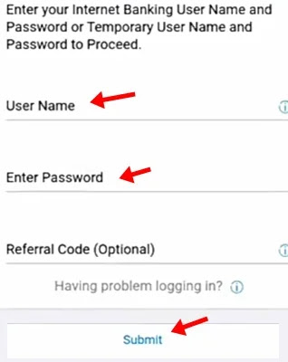 enter teporary username username password and click submit