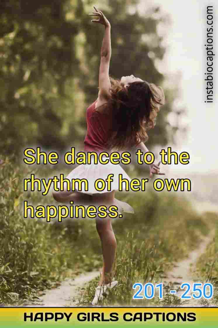 A joyful young woman gracefully dancing, her eyes closed and a radiant smile on her face, as she moves to the beat of her own happiness.