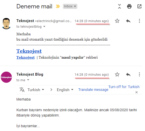 Gmail otomatik mail gönderme