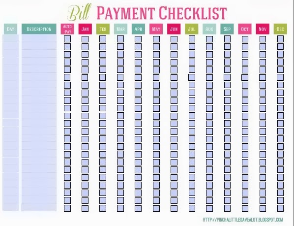 Free Printable Monthly Bill Payment Checklist  Search 