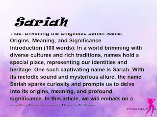 meaning of the name "Sariah"