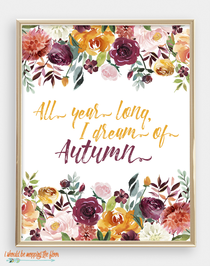 Six Watercolor Fall Printables | These gorgeous watercolor printables are layered in fall florals and foliage. They're breathtaking and perfect with all autumn decor.