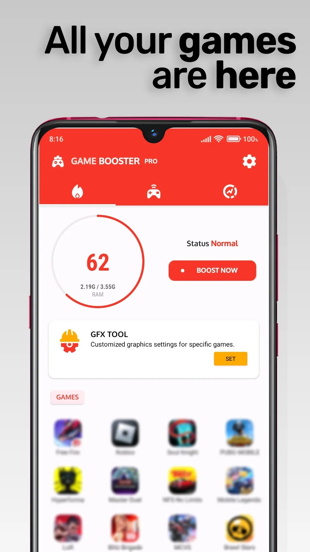 تحميل تطبيق رائع لتسريع الألعاب للاندرويد Game Booster Pro