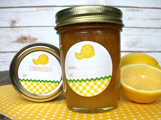 Gingham Lemon Canning Jar Labels