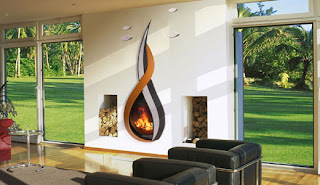 Great fireplace design in the wall by Arkiane