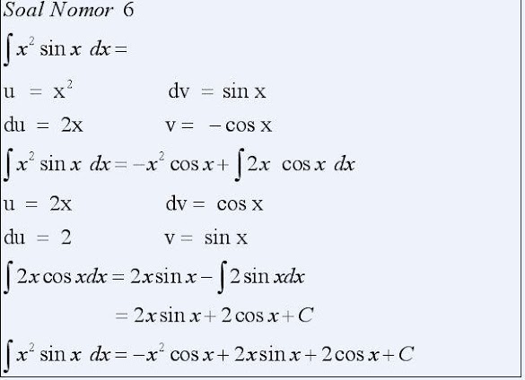 Contoh Soal Integral Parsial Trigonometri