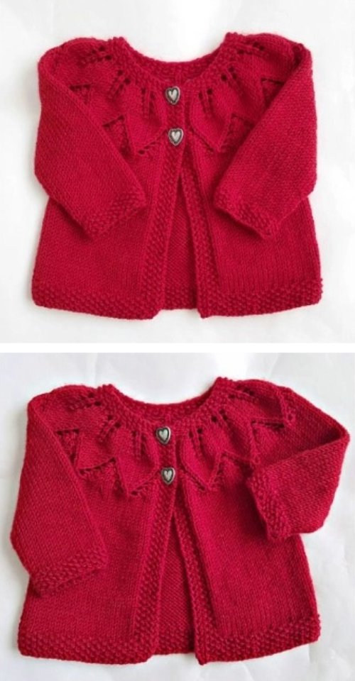 Red Leaves Knit Baby Leaf Cardigan Free Pattern
