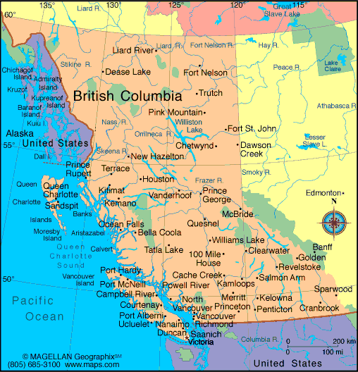 British Columbia map